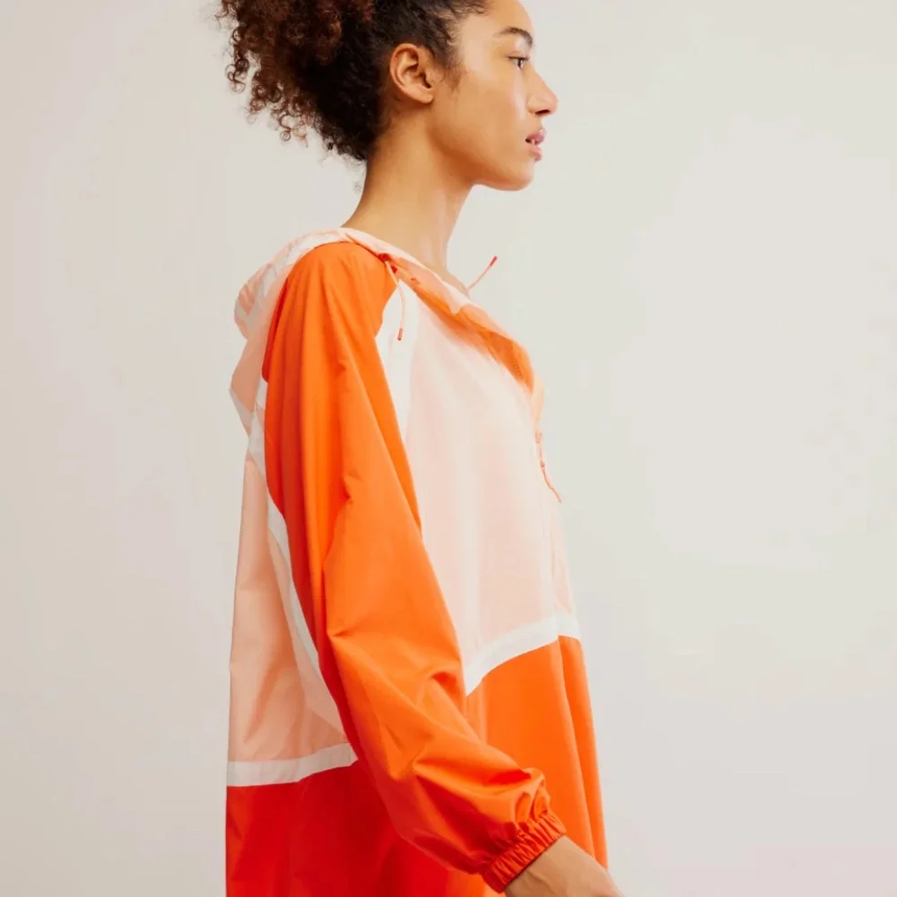 Free People NWOT Like the Wind Color-block Jacket in Peach-Orange - Picture 3 of 9